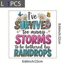 DTF Heat Transfer For T-Shirts, "I've Survived Too Many Storms" Inspirational Iron-On Patch, Leopard Print Western Floral Design, DIY Sublimation Decal For Shirts, Hoodies, Tote Bags, Ready To Press - Multicolor - View 3