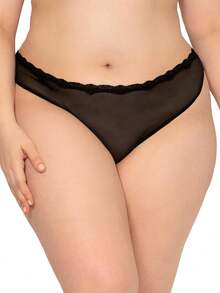 & Tanga de Encaje para Mujer, Paquete de 2, Rosado/Negro, 4X Plus - Rosado/Negro - Ver 3