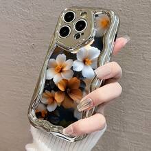 Funda de teléfono 1 pieza adecuada para 16 ProMax/16Plus/16Pro/16, 15/14/13/12/11 nuevo patrón de moda galvanizado en forma de onda - Plateado - Ver 7