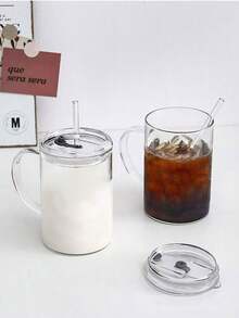 1 件大容量吸管杯，可爱迷人的硼硅酸盐玻璃杯，带蝴蝶结装饰，适合女孩、夏季 - 無色 - 查看 7