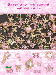 40Pcs Mixed Silver Metal Nail Charms Set, Includes Star, Cross, Planet, Rhinestones, 3D Decor Y2K Nail Accessories Nail Supplies Nails Nail Gems - Multicolor - View 5