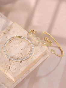 3pcs/Set Elegant & Fashion Women Jewelry Set With Hollow Cubic Zirconia Teardrop Pendant