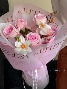 10 Stücke/Packung Wasserfestes Gold Folie Liebesbrief Blumen Geschenkpapier, für Blumengeschäft, Valentinstag