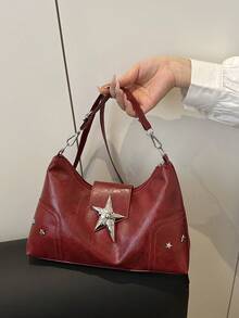 全新朋克风骑行包 Y2K Hottie 斜挎包 金属五角星单肩包