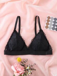 1件装女士极简钢圈文胸，防下垂，性感乳沟 - 黑色 - 查看 3