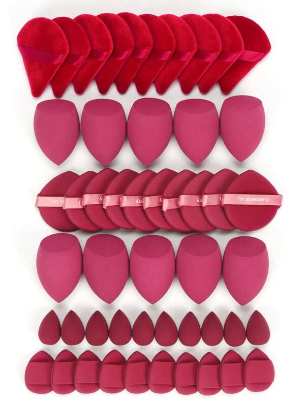 5/10/20/30/40/50/60PCS Makeup Tools Set Including:10PCS Makeup Sponges For Liquid Makeup+10PCS Mini Makeup Sponges For Liquid Makeup+10PCS Triangle Powder Puffs For Loose Powder And Makeup Setting+10PCS Air Cushion Powder Puffs For Facial Makeup+10PCS Mini Air Cushion Powder Puffs For Facial Concealer Makeup