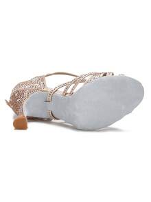 Ladies Tango Training Shoes Soft-Sole Jazz Sneakers Ballroom High Heel Dance Shoes With Rhinestones Latin Dance Shoes Cuban Heel 9cm