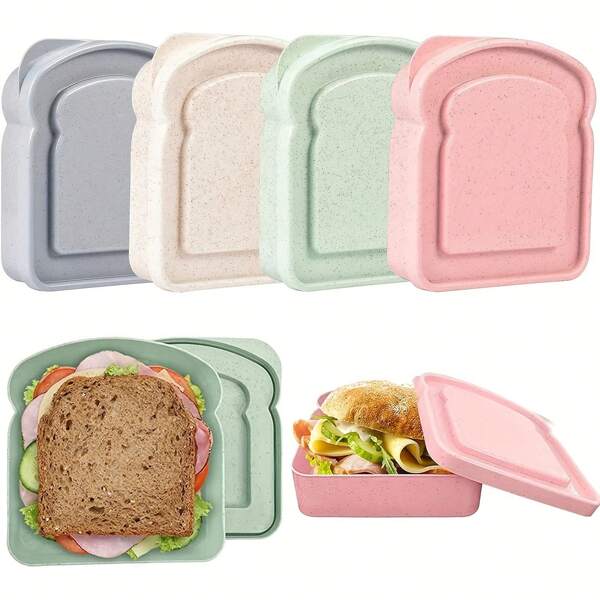 1 pieza Recipiente portátil a prueba de fugas para el almuerzo, adecuado para sándwiches y tostadas, ideal para la escuela, la oficina, el camping y la caja de almuerzo para picnic, caja de pan, recipiente para el almuerzo en el trabajo