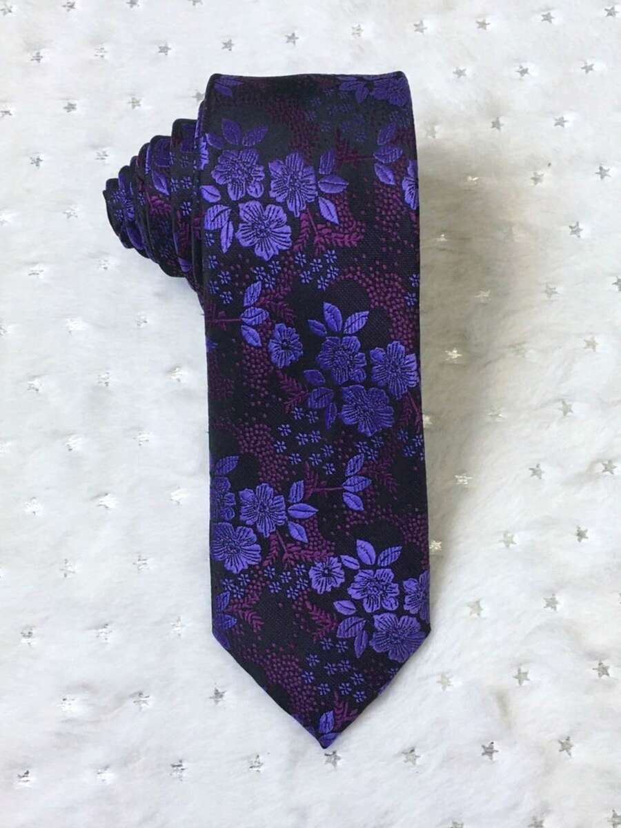 Men's 3D Printed Slim Fit Tie (6cm) - Màu tím - Xem 1
