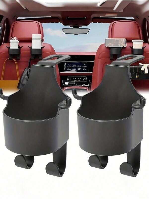 1pc/2pcs Multifunctional Car Seat Back Hooks 2 In 1 Car Hook With Cup Holder Car Interior Accessories