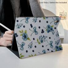 Funda de tableta con lazo, fondo azul claro y patrones de flor, lazada y mora azul, funda de tablet compatible con iPad 10.9/10.2/Air 5.a generación/Pro11/10th/93.7/Aire 2/iPad (7.o generación)/IPads Air 4/5/IPad Pro 11/ipad 10.e generación 2022 Smart Case/ iPad Air 13M3 2025/M3/AIR 11M 2025+ 11Ax 2025S/S9Spase(iPage 9/Fab/Plang 9S) Función de Air 10/X/spack S9A(SmiSmart 9ake 9/20)