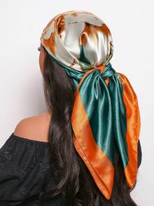 1条印花方巾，尺寸35.4英寸，多功能用途，可作头巾、腰带、发饰、时尚领巾，适合女士，春季新款连衣裙搭配。 - 彩色 - 查看 7