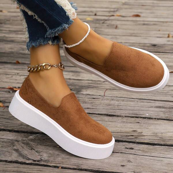 2024 New Casual Round Toe Flat Slip-On Loafers For Women, Soft Sole Thick Bottom Fashion Flat Shoes