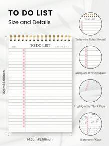 1pc Minimalist To-Do List Daily Planner,+3 S Stcikers,A5 Undated Spiral Daily Task Notebook With Simple Checkbox Layout, Weekly Tracker & Date Section,Ideal For School, Office Or Home Use, Back To School Supplies , Christmas Gifts - Multicolor - View 7