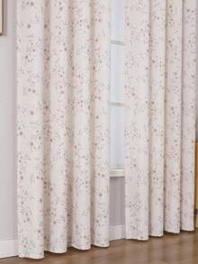 1 件涤纶亚麻花朵印花索环顶部窗帘，光线过滤舒适美丽，材质非常优质复古田园风格窗帘家居装饰，适用于客厅、卧室 - 彩色 - 查看 7