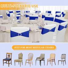 10/50/100pcs Elastic Chair Belts, Bow Elastic Chair Belts, Buckle Free Belts For Wedding Decoration, Banquet Decoration