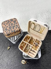 1个豹纹首饰盒，小巧优雅的项链盒，可收纳耳环、戒指及其他饰品，女士收纳盒，旅行度假必备，秋季装饰，万圣节主题 - 彩色 - 查看 1