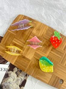 Hair Clips Claw Clips 1pc Lemon, Orange, Strawberry, Watermelon, Grape Fruit Decoration Mini Hair Clip, Acrylic Sweet Hair Claws, Festive Hair Accessories, School Stuff, College Autumn Accessories Fall Winter For Vacation Outfits Woman