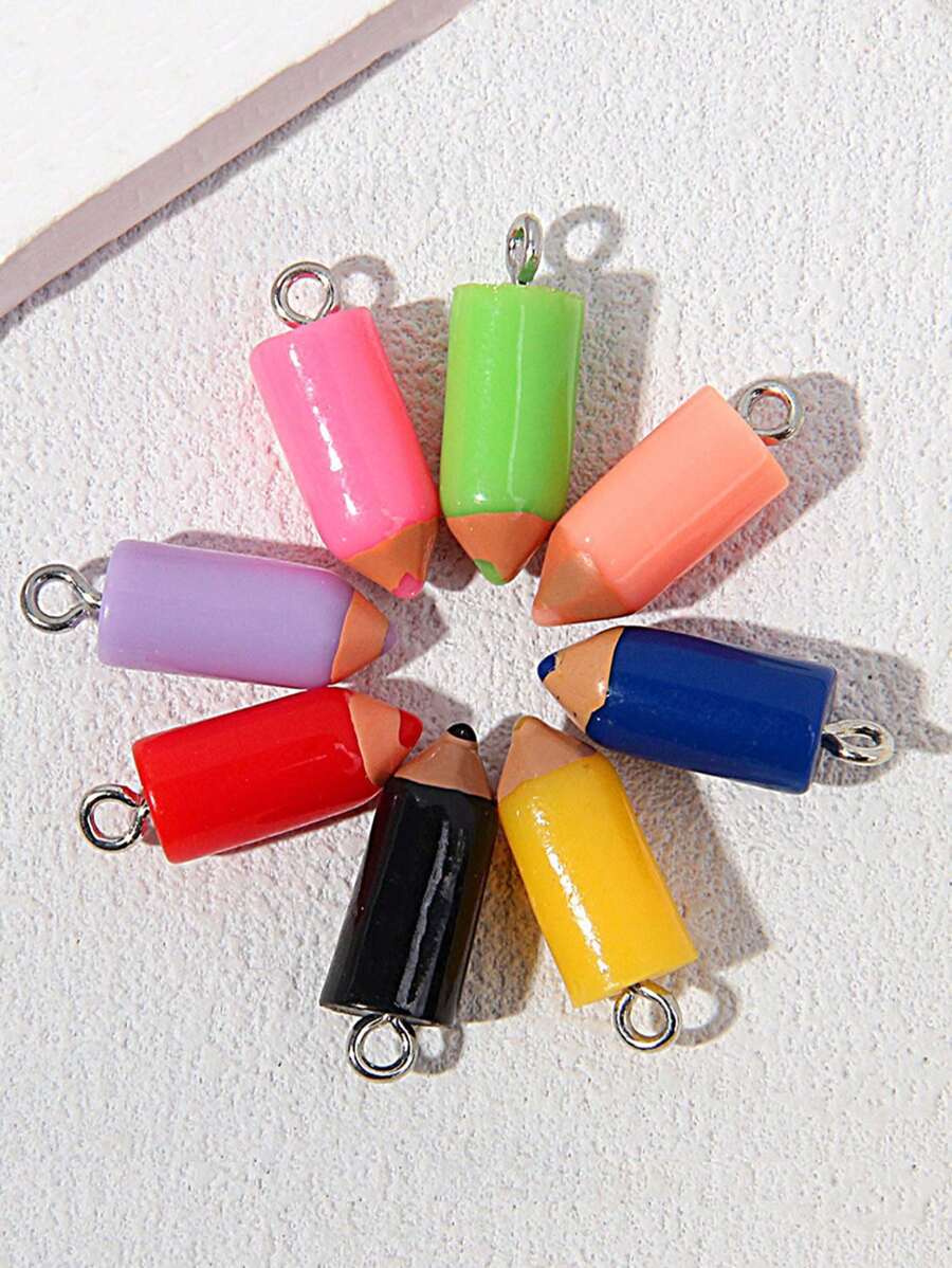8pcs Summer Charm Cute Dopamine Beaded Pendants, Handmade Jewelry Accessories For Necklace Earrings Bracelet Anklet, Perfect For Vacation Beach Jewelry Making, Ideal Gift For Women