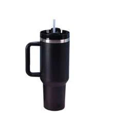 Tasse isotherme de 40 oz (1200 ml) avec poignée, bouteille d'eau sous vide, tasse à eau thermique avec couvercle, paille, en acier inoxydable pour boissons chaudes et froides, tasse à café portable grande taille pour café chaud et froid