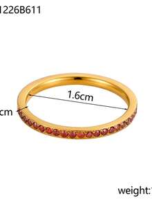1pc BirthStone Ring 12 Month Color Zirconia Inlaid Rings For Women Stainless Steel PVD Plated Gold Color Engagement Wedding Jewelry - Ring - View 26