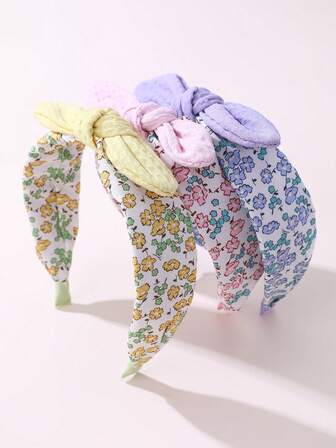 1 pièce/3 pièces Serre-tête à oreilles de lapin style bohème floral pour femmes, jaune/rose/violet, convient pour le port quotidien et les vacances