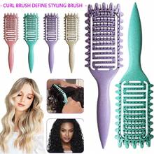 Asymmetrical Curly Shaping Hair Brush, Define & Fluff Hair, Scalp Massage, Detangle Comb - Multicolor - View 2