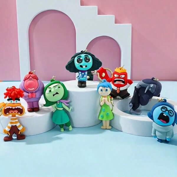 Portachiavi in stile cartone animato in silicone a rovescio, con design a emozione triste, colori vivaci, portachiavi che esprime emozioni | Design malizioso | Portachiavi in silicone, ciondolo per zaino, per forniture scolastiche, ritorno a scuola