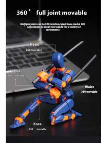 1个可动人偶套装 - 3D打印DIY幸运符，配有可替换武器和360°可动关节（2.16*0.59*5.51英寸）| 可定制减压展示架，适用于办公室/桌面 | 生日/圣诞节/返校创意礼物 - 彩色 - 查看 4