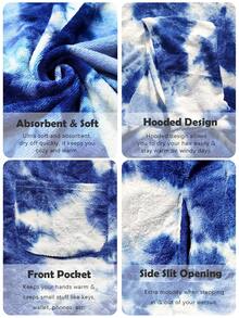 SHENG CHUN 1pc Beach Towel With Pocket, Hooded Swim Cape, Essential For Beach & Bath, Handmade Tie-Dye Bathroom Towel, Random Tie-Dye Design, Summer Holiday Essential, Super Absorbent Microfiber Fabric, Lightweight & Comfortable, Soft Material, Non-Irritating
