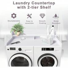 2-Tier Washer And Dryer Countertop Shelf, White Laundry Topper With Non-Slip Pads, Laundry Room Storage & Organization For Small Apartment Kitchenhalloween - Trắng- - Xem 8