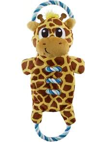 Outward Hound Ropiez Rope Interactive Dog Tug Toy For Tugging Squeaky Fun, 15.4 Inch Giraffe, Yellow, Small - 15吋黃色長頸鹿 - 查看 7