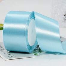 1 Roll Of 1cm X 25M Satin Ribbon, Gift Wrapping For Flowers, Cakes, Bows, Bookmarks, Holiday Party Decoration, Ribbons, Streamers - Blue - View 16