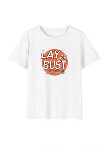 100% Cotton Ladies Short Sleeve T-Shirt, Stylish, Loose, Casual Crew Neck Top - 白色 - 查看 2