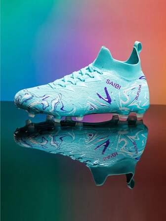 أحذية كرة قدم رجالية ذات رؤوس ملساء لكرة القدم على الأراضي الطبيعية والصناعية، أحذية كرة قدم عالية الأعلى تنفس للتدريب الخارجي