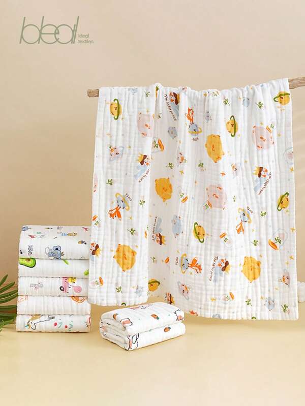 6-Layer Soft Absorbent Muslin Baby Bath Towel, Newborn Infant Swaddle Blanket, Baby Bathing Wrap