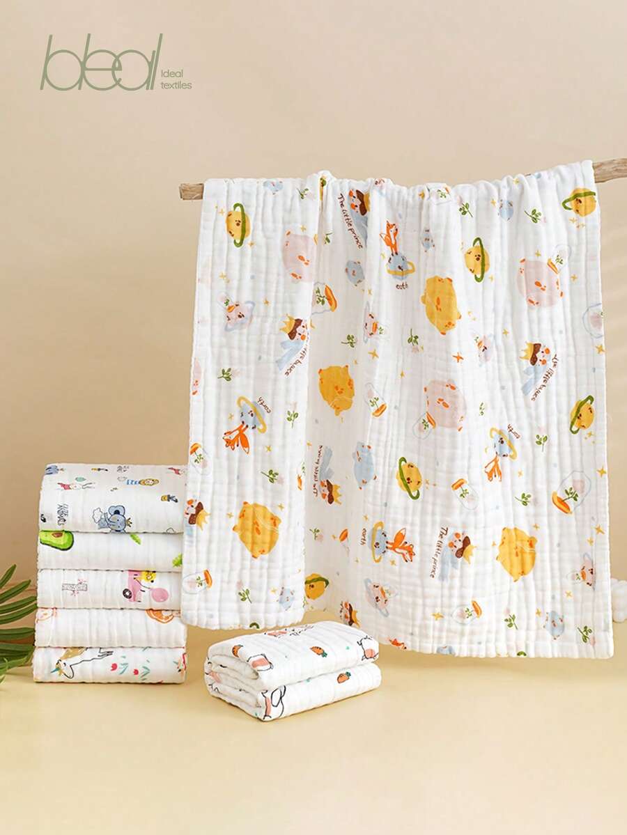 6-Layer Soft Absorbent Muslin Baby Bath Towel, Newborn Infant Swaddle Blanket, Baby Bathing Wrap - Multicolor - View 1