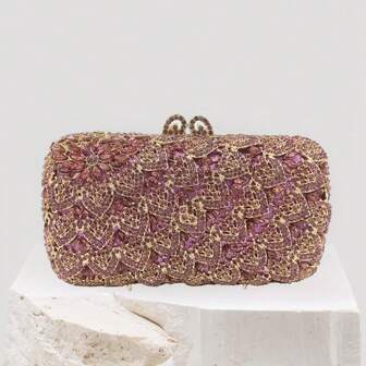 Elegant Rhinestone Women Flower Clutch Crystal Handbag Evening Bag  Clutch Purse For Formal Party Prom
