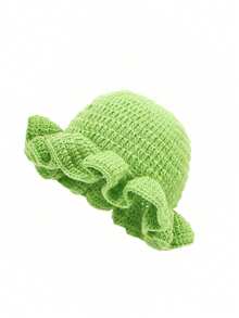 1pc Women's Fashion Knitted Hat, Handmade Crochet Wavy Ruffle Brim Hat, Casual Y2K Knit Beanie, Best Bikini Matching Hat For Beach - Ruffled Knitted Hat - View 33