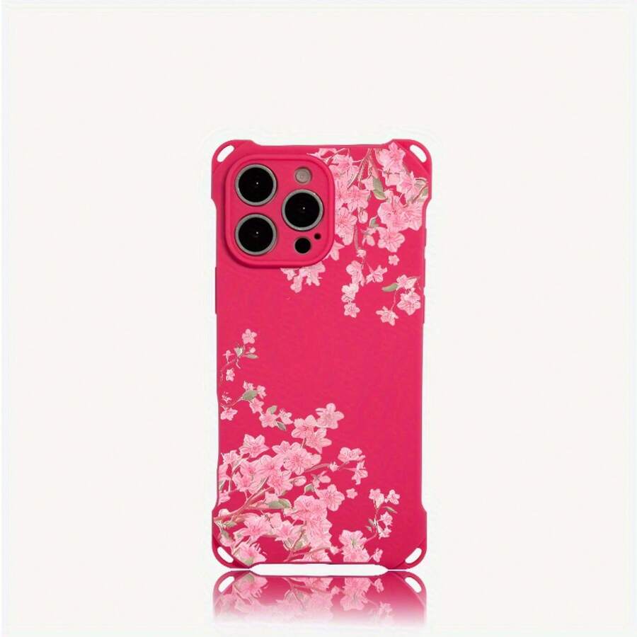 Funda para teléfono 1 pieza. El diseño de patrón de flores de rama rosa te permite colgar una funda para teléfono en las cuatro esquinas. Es adecuado 16 Plus 14 Pro 12 15 13 Fundas blandas impresas de TPU - Colores mixtos 1 - Ver 1