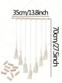 1pc Macrame Boho Tassel Photo Frame Wall Hanging Clip Room Decor, Bohemain Floating Picture Frames Display, Notes Hair Manager Organization And Storage, Collage, Bedroom Decor, Used For Home Dormitory Living Room House Decoration Clips, Wedding Party Birthday Back To School Supplies Thanksgiving Christmas Holiday Essentials Gift Home Decor