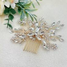1 pieza Accesorio para el cabello de mujer hecho a mano con cristales, peineta con adornos de perlas adecuada para bailes, bodas, banquetes