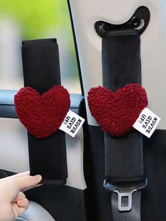 1 pièce/2 pièces Protecteur d'épaule en peluche en forme de cœur pour ceinture de sécurité de voiture. Couverture de protection de ceinture de sécurité douce et confortable, anti-verrouillage et anti-usure pour voiture