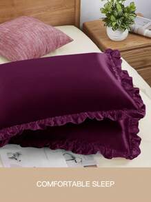 1件缎面蕾丝枕套，丝绸枕套，呵护秀发和肌肤，奢华丝滑，超柔软透气，无填充物，可机洗，通过Oeko-Tex认证，紫色 - 紫色 - 查看 6