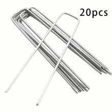 50pcs U-Shaped Garden Stakes, Heavy Duty Metal Landscape Fabric Ties, For Securing Barriers, Ground Covers, Fences And Artificial Turf - Ideal For Gardening And Landscaping Projects!