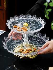 1 套塑料蛋糕盘装饰托盘分隔盘多功能储物盘水果盘糖罐蛋糕盘食品储存托盘适用于厨房、茶具、水具、糖果、饼干、面包、婚礼、派对、礼物、生日 - 彩色 - 查看 2