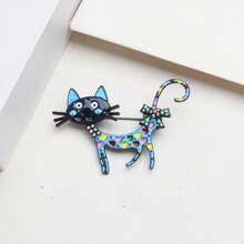 1 pieza Broche de gato azul esmaltado, broche decorativo de estilo europeo y americano adecuado para el uso diario de las señoras