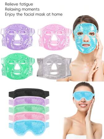 1 Stück SPA eiskalte heiße Gesichtsmaske für das gesamte Gesicht, Schlaf-Eisbeutel mit Gelperlen, hautfreundlich, kuschelige Schlaf-Eisbeutel Augenmaske zur Linderung von Augenermüdung, Eisbeutel für Frauen