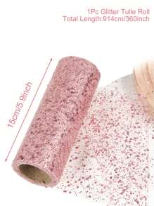 1pc Glitter Tulle Roll, Sparkling Tulle Ribbon, 15cm*914cm Fabric Ribbon, Including Cream, Black, Gold, Purple, Pink, Silver, Rose Gold And White Styles, Organza Tulle Scroll, DIY Craft Supplies, Wedding Decorations, Everyday Party Accessories, Birthday Party Supplies, Banquet Decorations, Wedding Chair Decorations,Wedding Ceremony Party Decorations - Multicolor - View 15