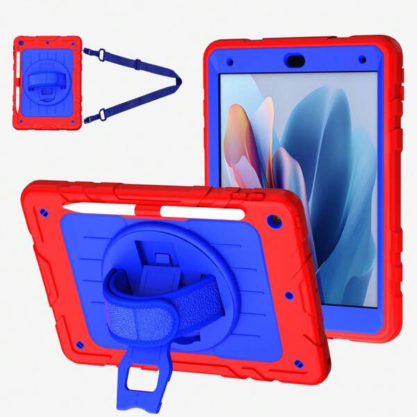 1 pieza Funda de almacenamiento para iPad 10th/ 9th/8th/7", funda para tableta iPad de 10TH con soporte para lápiz [correa de mano giratoria de 360°] y soporte, funda de iPad Mini 6 Mini 7 8.3 iPad Pro 11 iPad Air2/Pro7/5/6th 9th16/98th 2025+11 pulgadas (generación 11 pulgadas) iPad 11+ IP (iPad Azul)